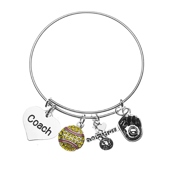 Softball Coach Bangle Bracelet