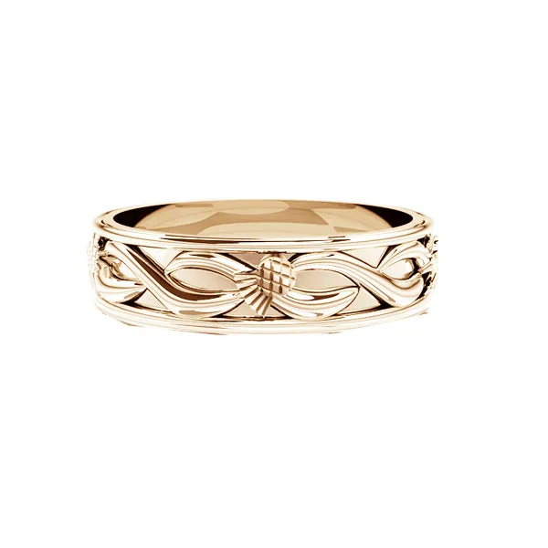 Solid Scottish Thistle Edinburgh Celtic Twist Wedding Ring