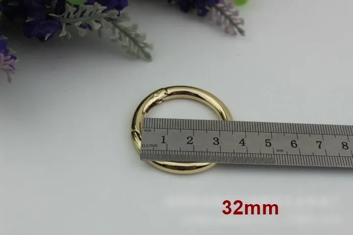 Spring O Ring 10 12 15 20 25 32 38 50 mm Round Metal Push Gate Snap Hook Trigger Lobster Clasp Clip Purse Bag Handbag Handle Wholesale