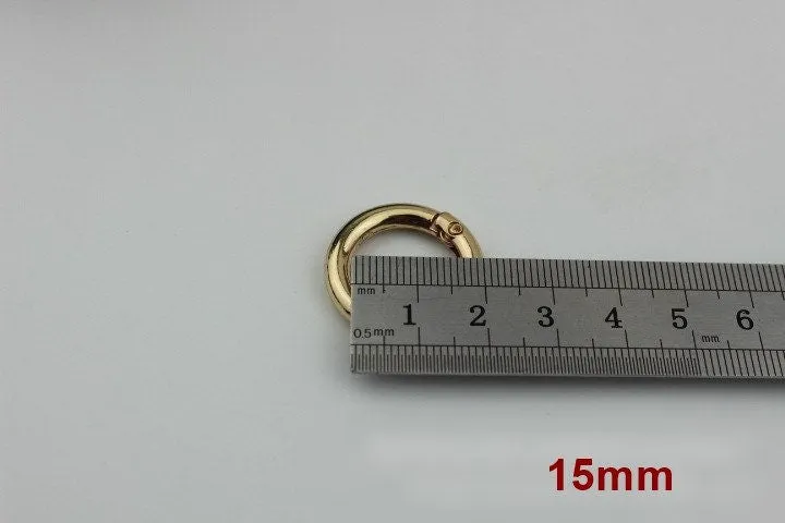 Spring O Ring 10 12 15 20 25 32 38 50 mm Round Metal Push Gate Snap Hook Trigger Lobster Clasp Clip Purse Bag Handbag Handle Wholesale