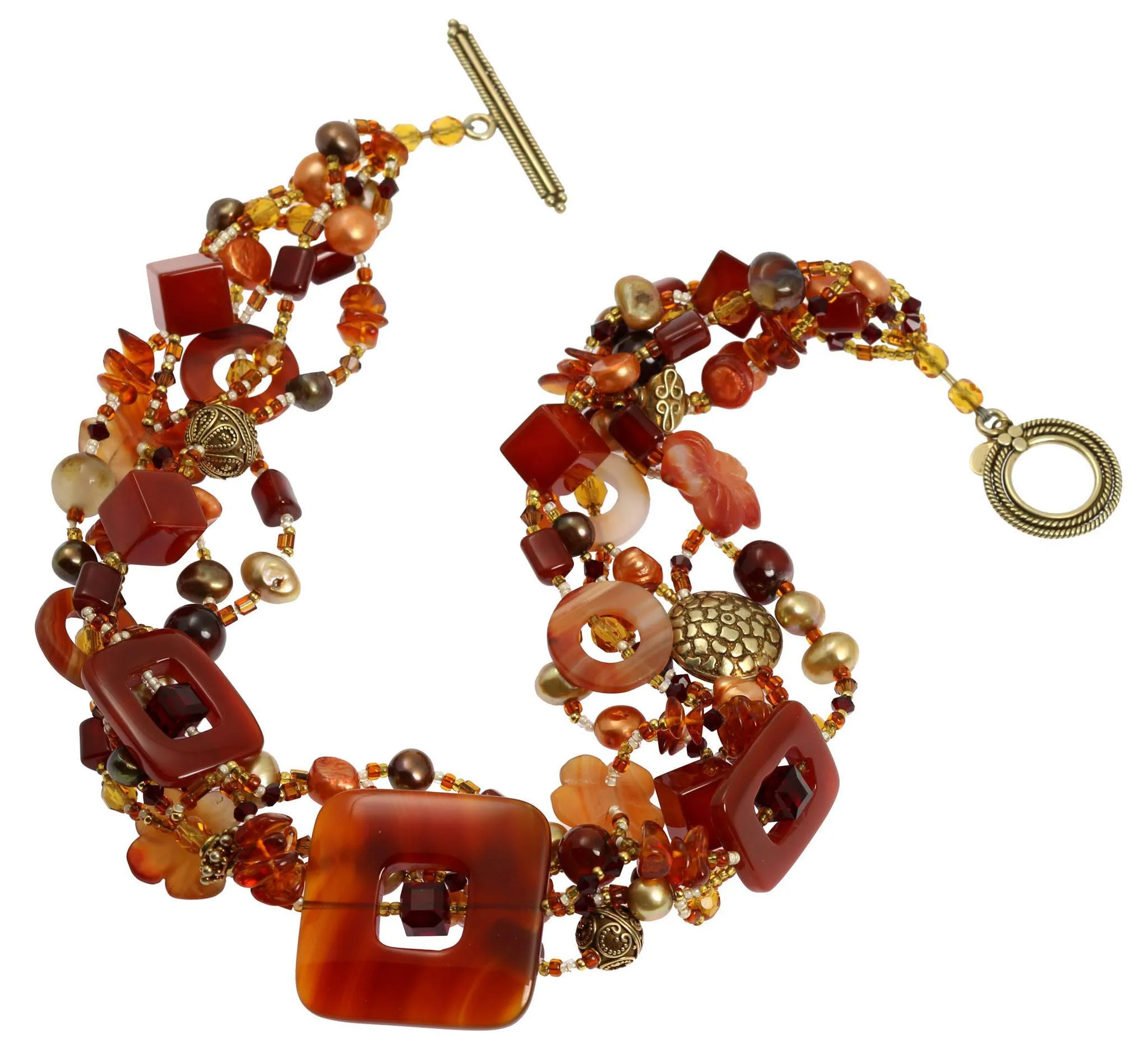 Square Carnelian Beaded Gemstone Necklace