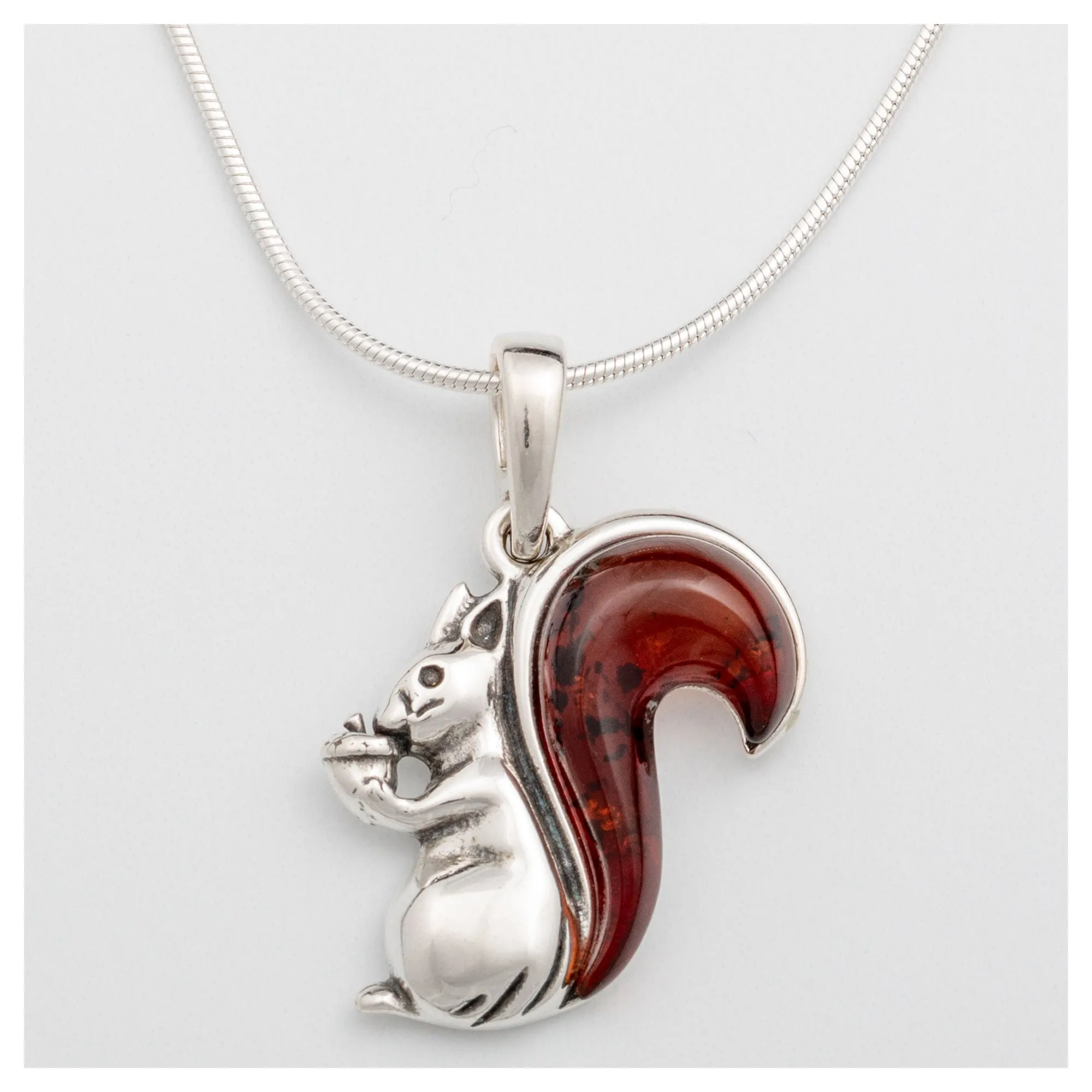 Squirrel Tail Amber & Sterling Necklace