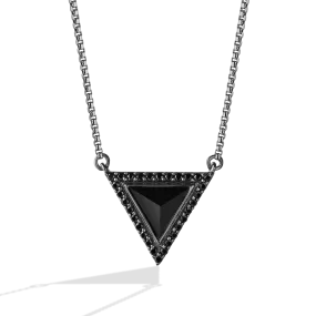 Star Wars™ Fine Jewelry DARK ARMOR WOMEN'S NECKLACE 1/4 CT.TW. Black Diamonds and Onyx Silver with Black Rhodium