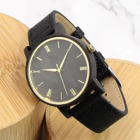 Starlight Wood Watch | Black Sandalwood Leather