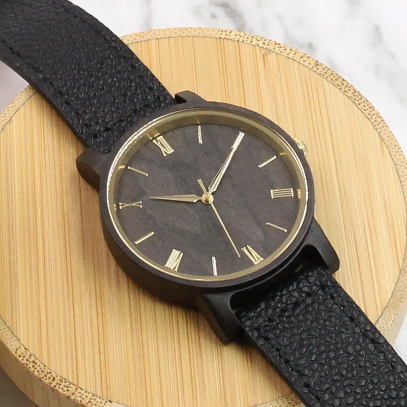 Starlight Wood Watch | Black Sandalwood Leather