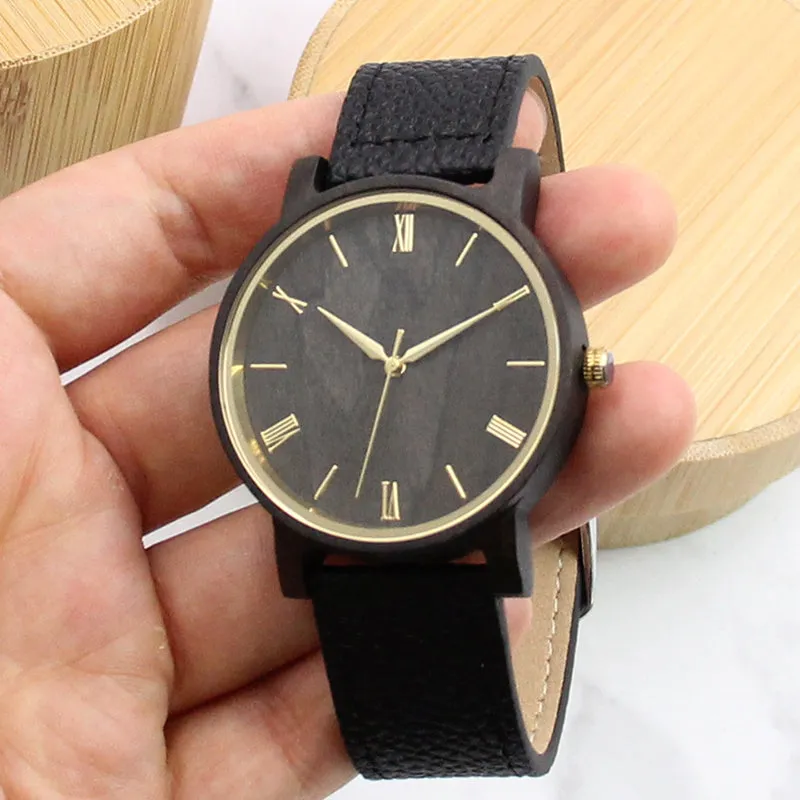 Starlight Wood Watch | Black Sandalwood Leather