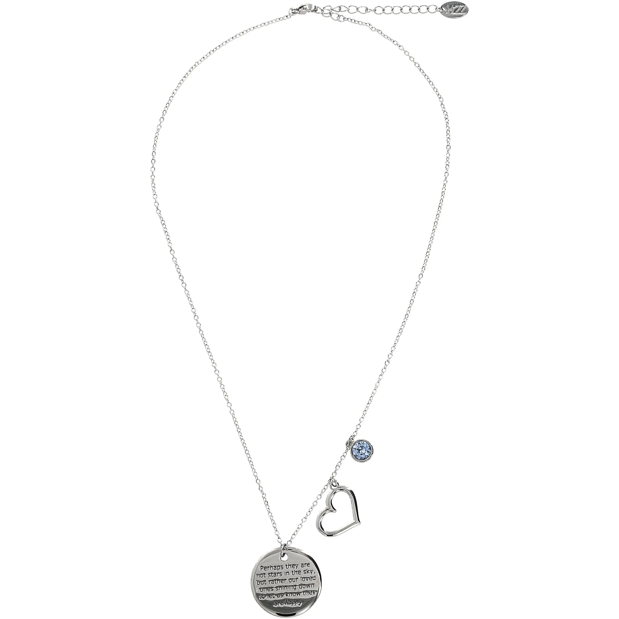 Stars Light Sapphire Crystal 16.5"-20.5" Engraved Rhodium Plated Austrian Element Necklace