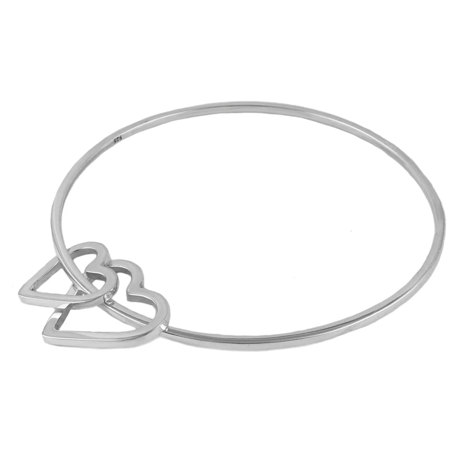 Sterling Silver Bangle with Heart Charms