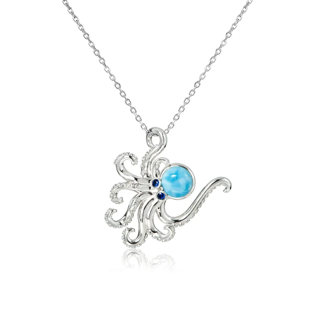 Sterling Silver Larimar Octopus Pendant by Alamea