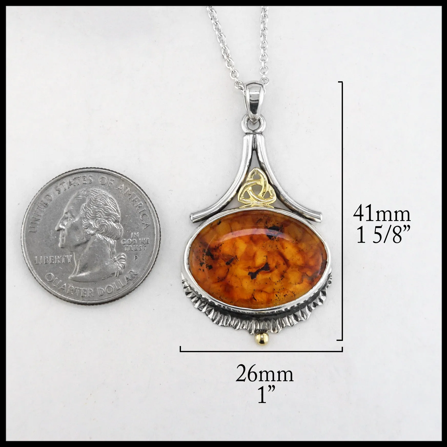 Sterling Silver Pendant with Amber