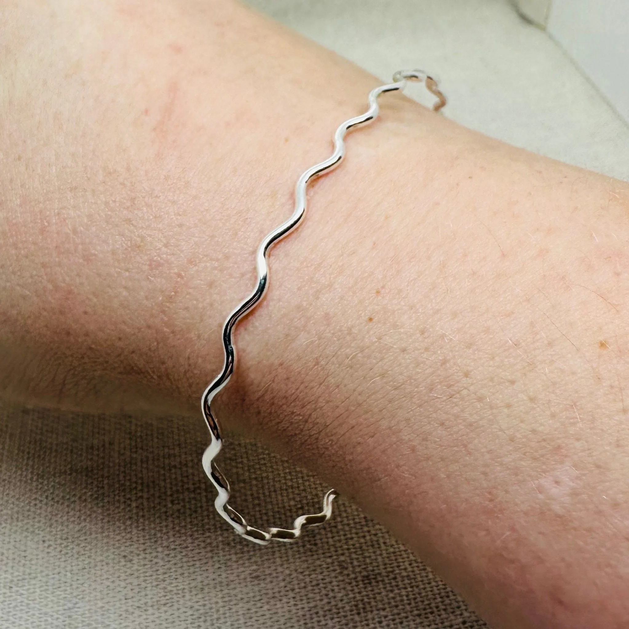 Sterling Silver Wave Bangle