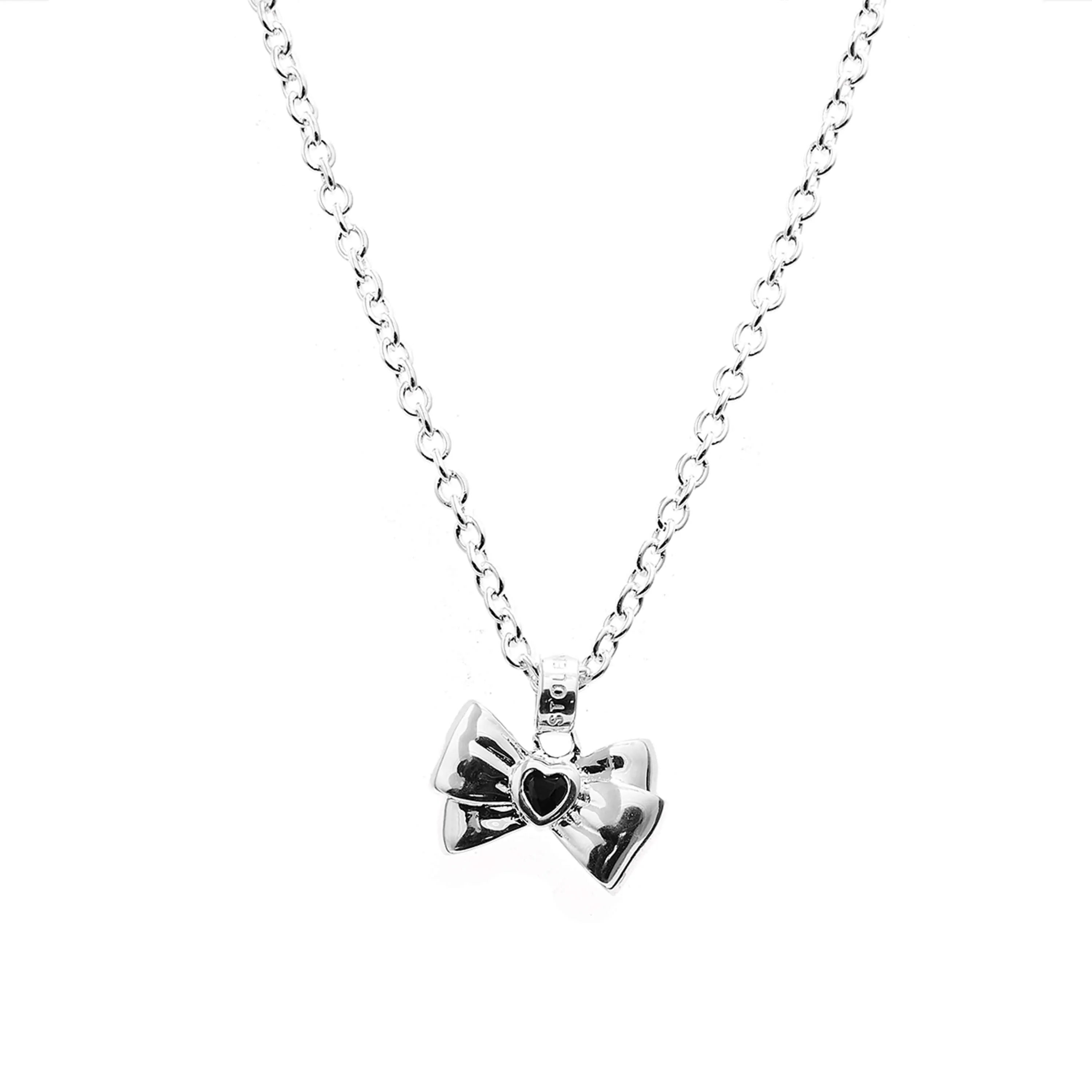 Stolen Girlfriends Club x Walker & Hall Gothic Bow Necklace - Sterling Silver & Onyx