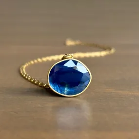 Stormy Blue Sapphire Sequin Pendant