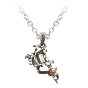 Tattoo Gun Pendant Necklace by Alchemy Gothic