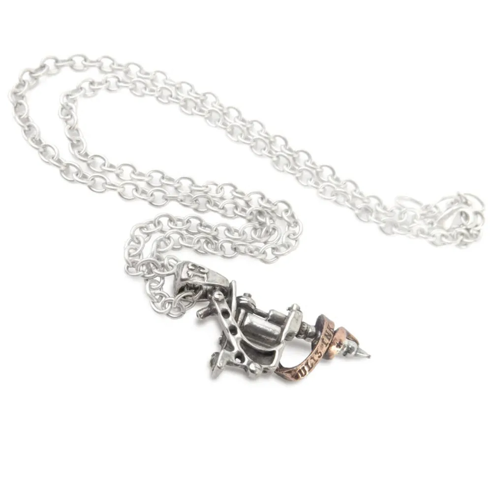 Tattoo Gun Pendant Necklace by Alchemy Gothic