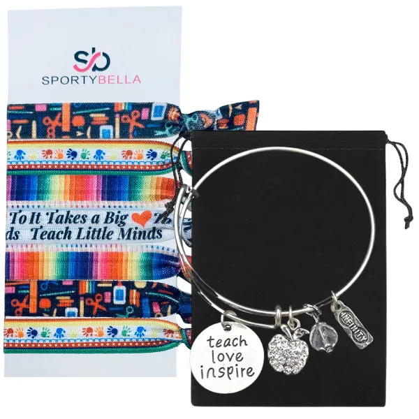 Teacher Bracelet and Hair Ties Gift Set