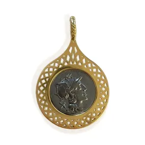 TEARDROP CROWNWORK FRAME COIN PENDANT