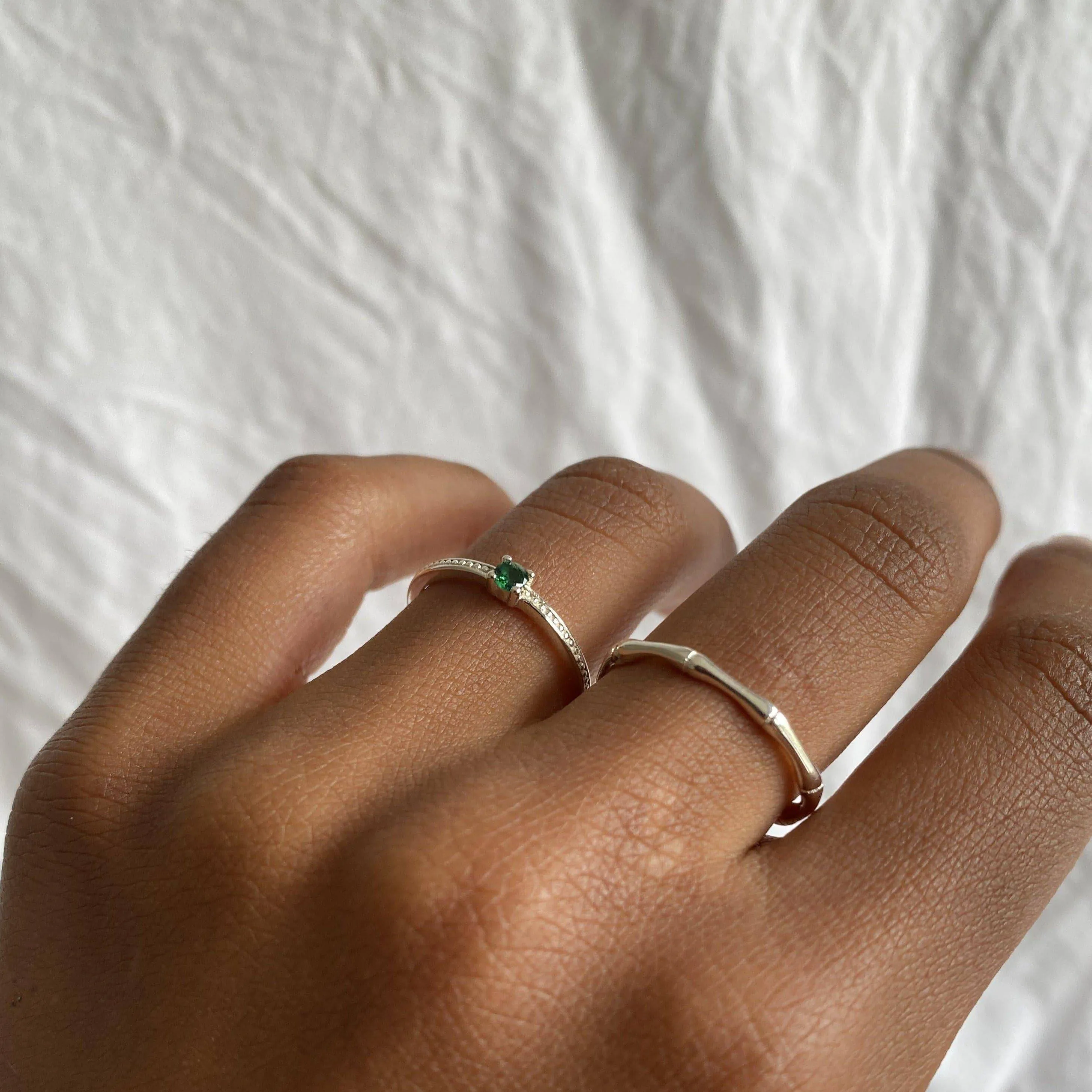 THE EMMA RING GREEN - Solid 14k gold