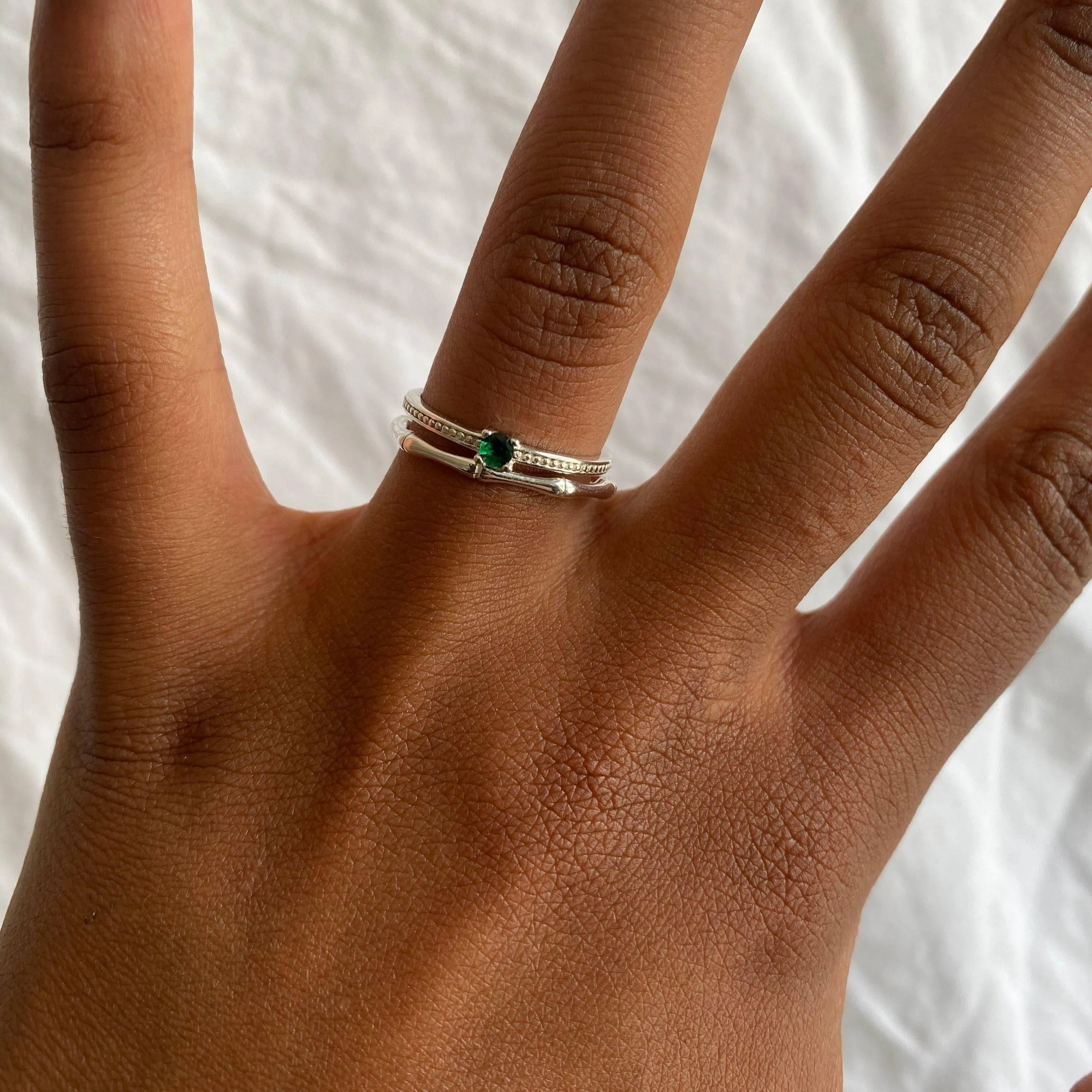 THE EMMA RING GREEN - Solid 14k gold