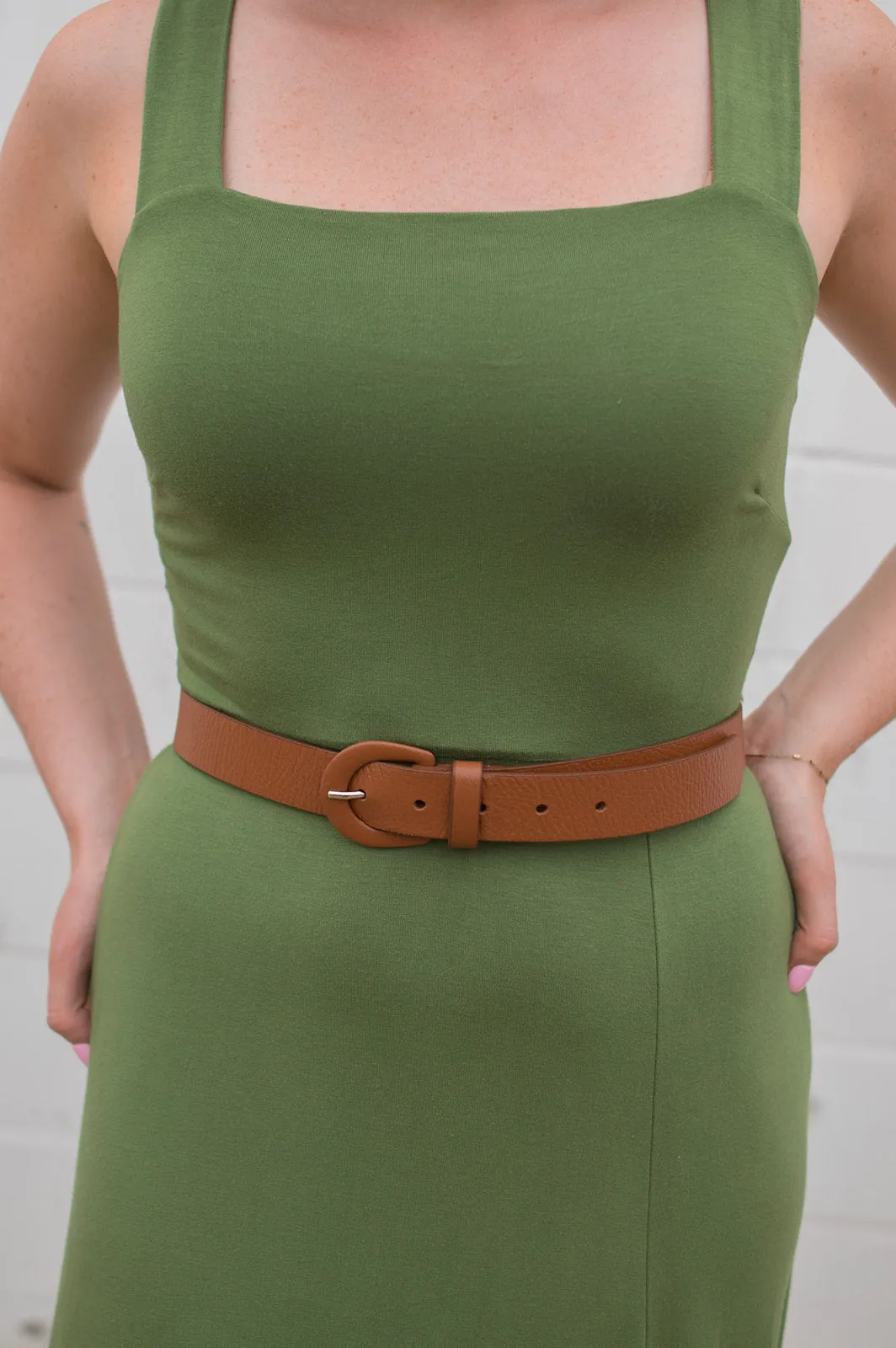 The Jaina Leather Belt by FRNCH - Camel