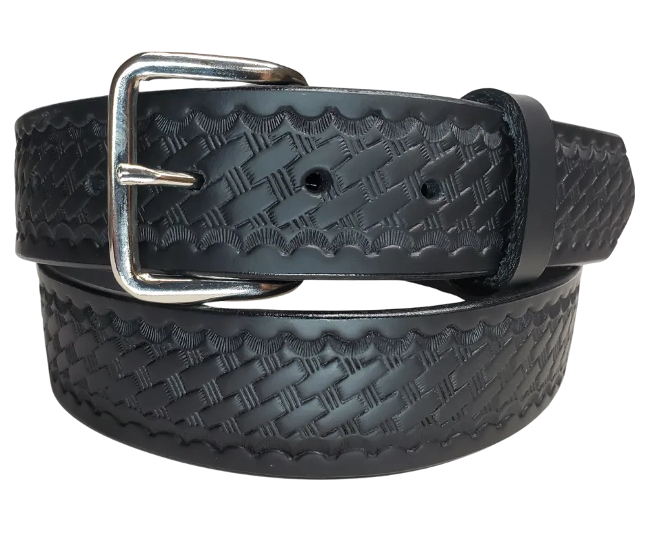 The "Basket Case" Black Leather Belt