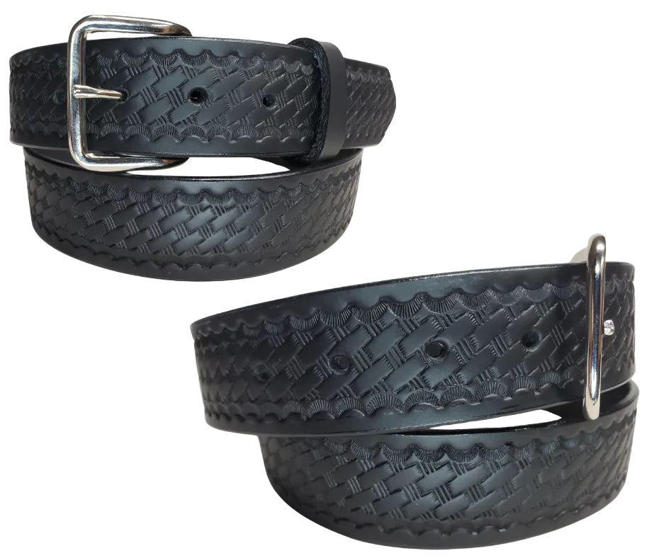 The "Basket Case" Black Leather Belt