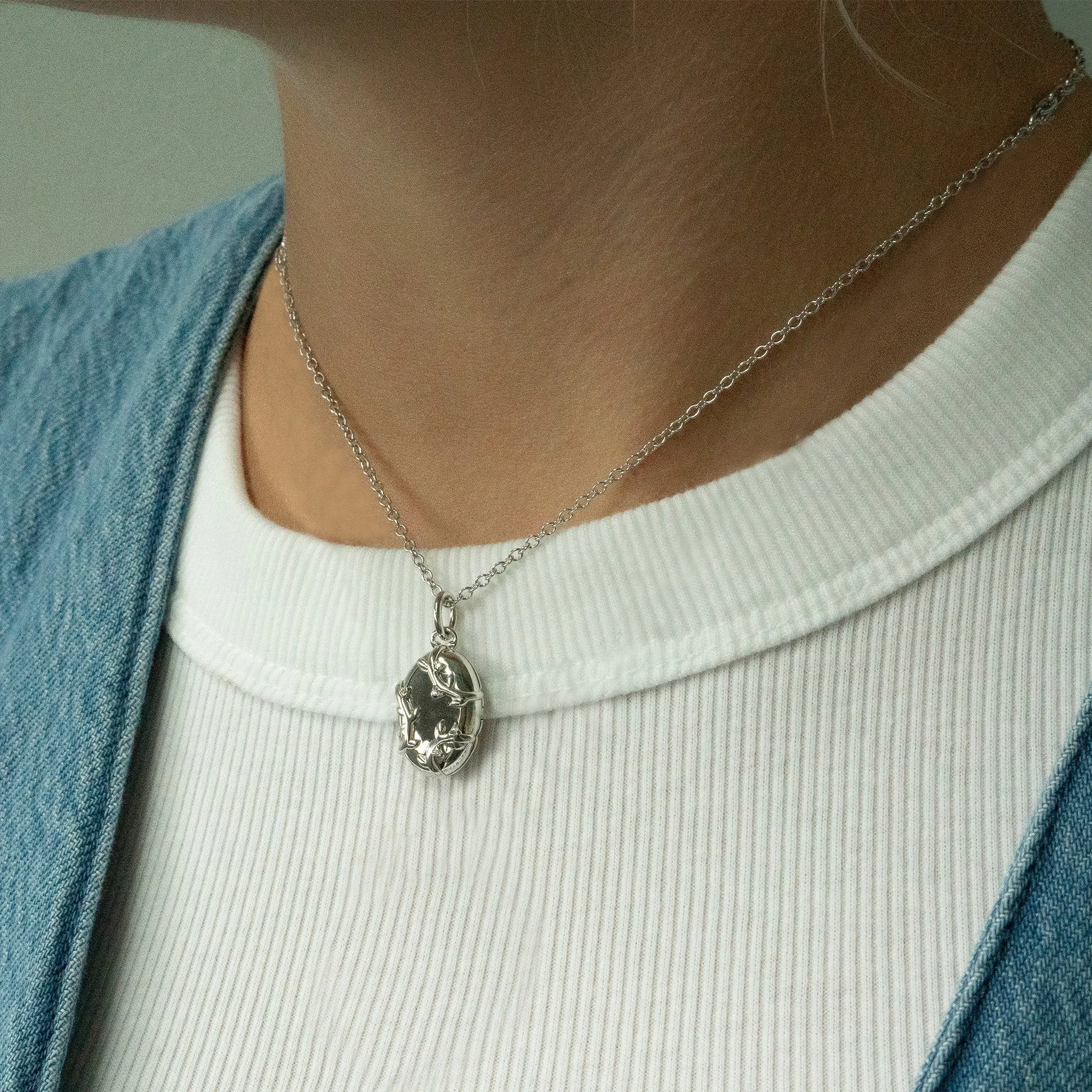 The Sterling Silver Vine Locket Necklace