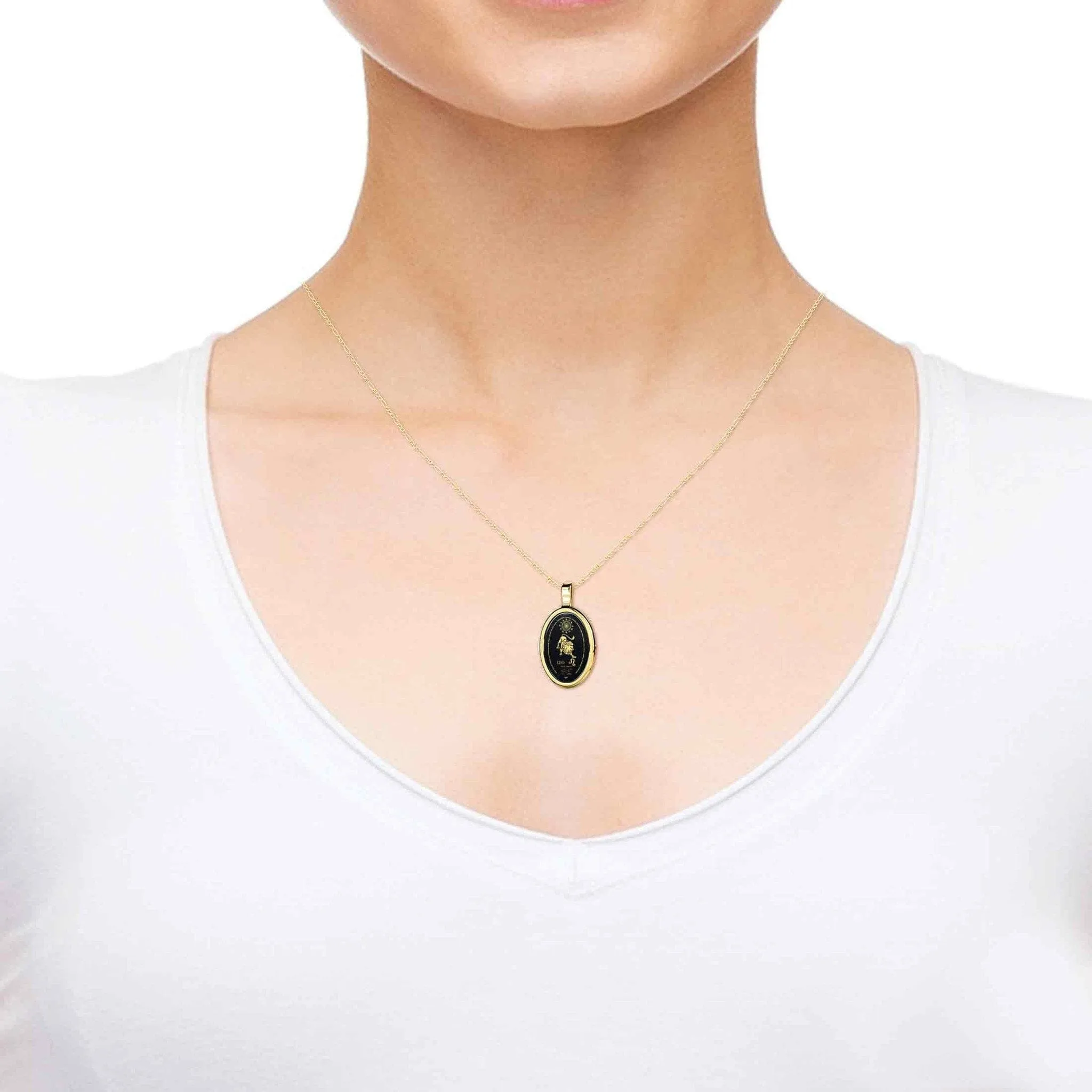 The World of Leo, 14k Gold Necklace, Onyx