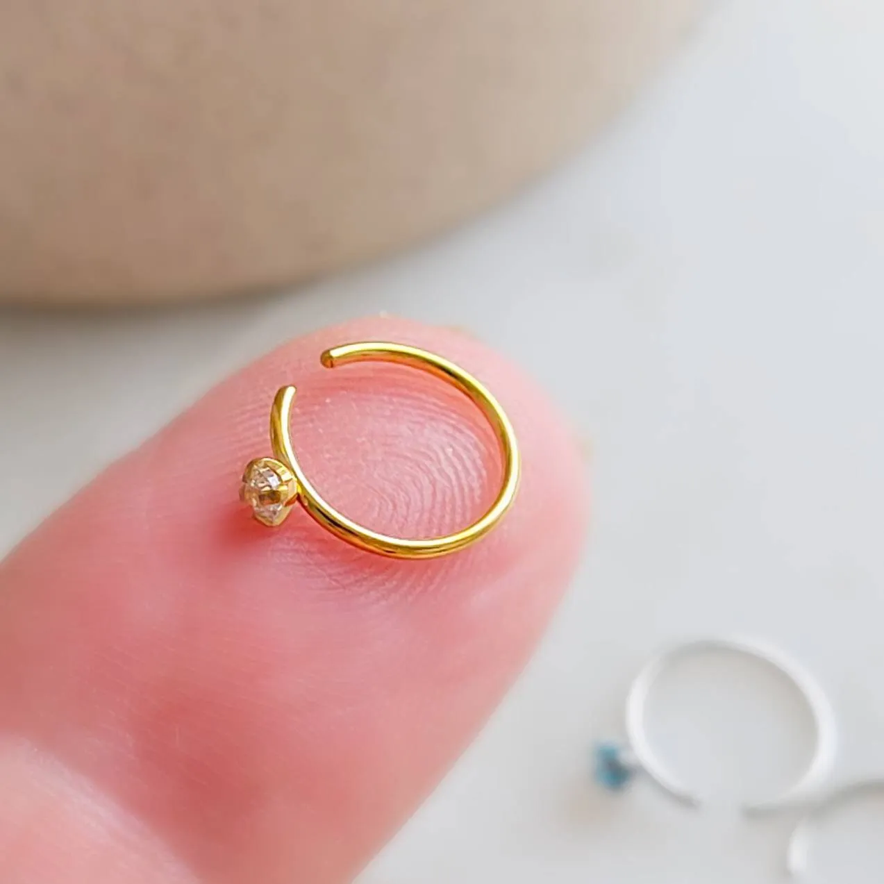 Tiny CZ Gemstone Nose Ring