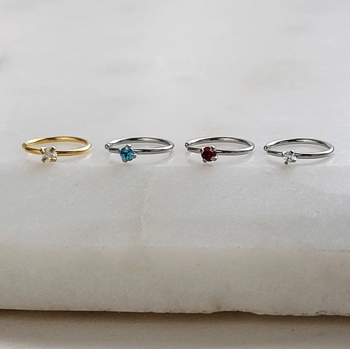 Tiny CZ Gemstone Nose Ring