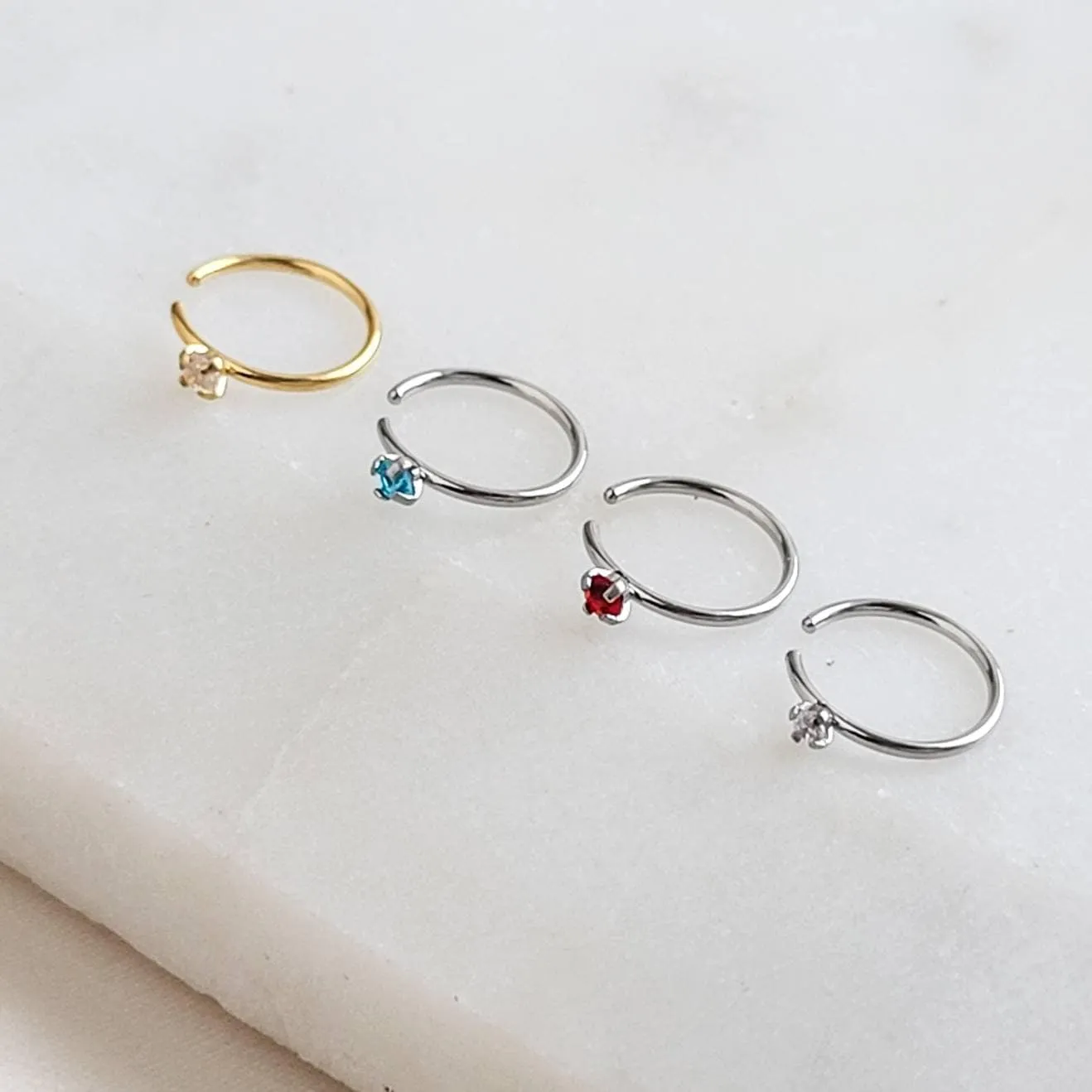 Tiny CZ Gemstone Nose Ring