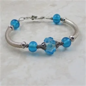 Turquoise Artisan Bead Flower Bracelet