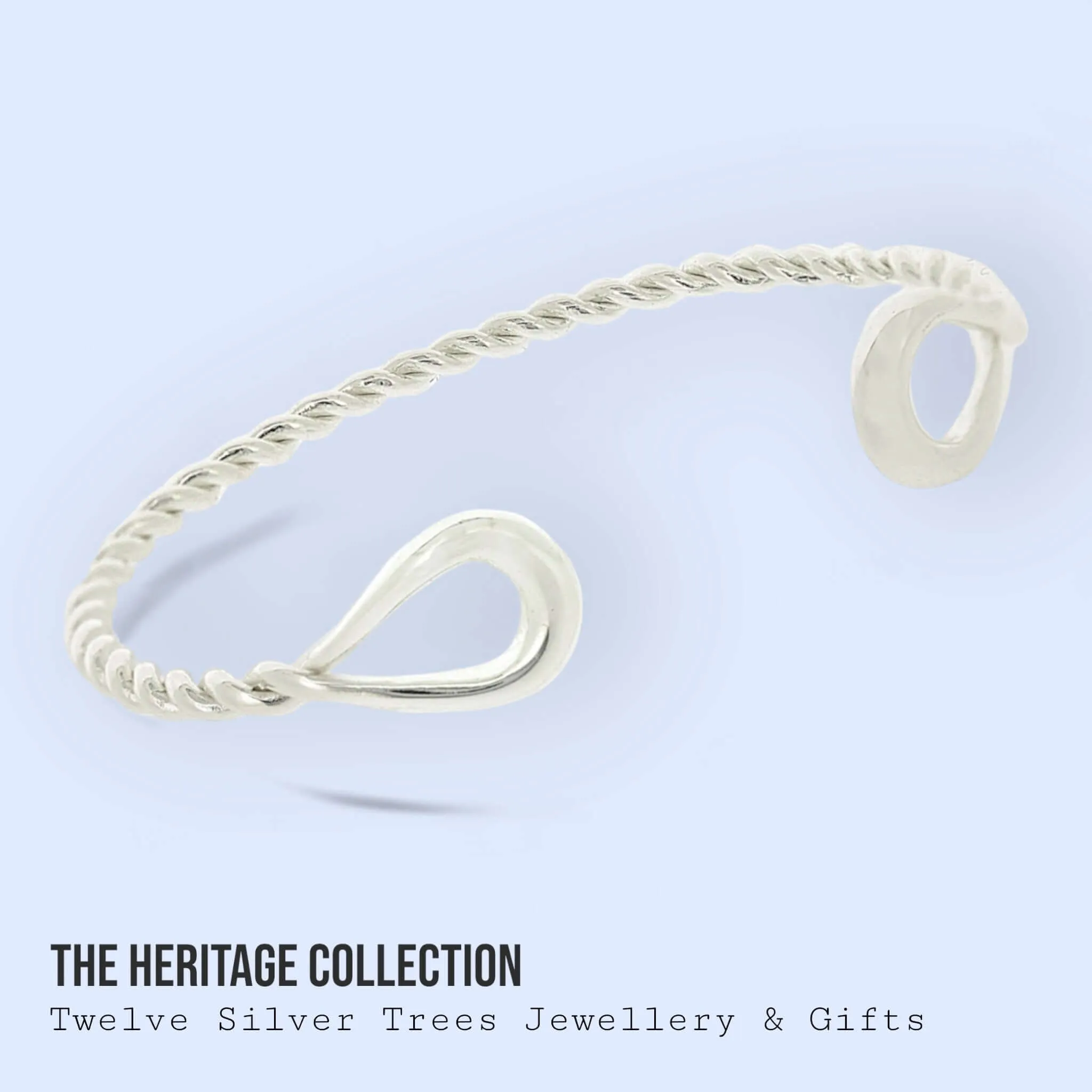 Unisex Sterling Silver Cuff Bangle - The Bawsey Torc