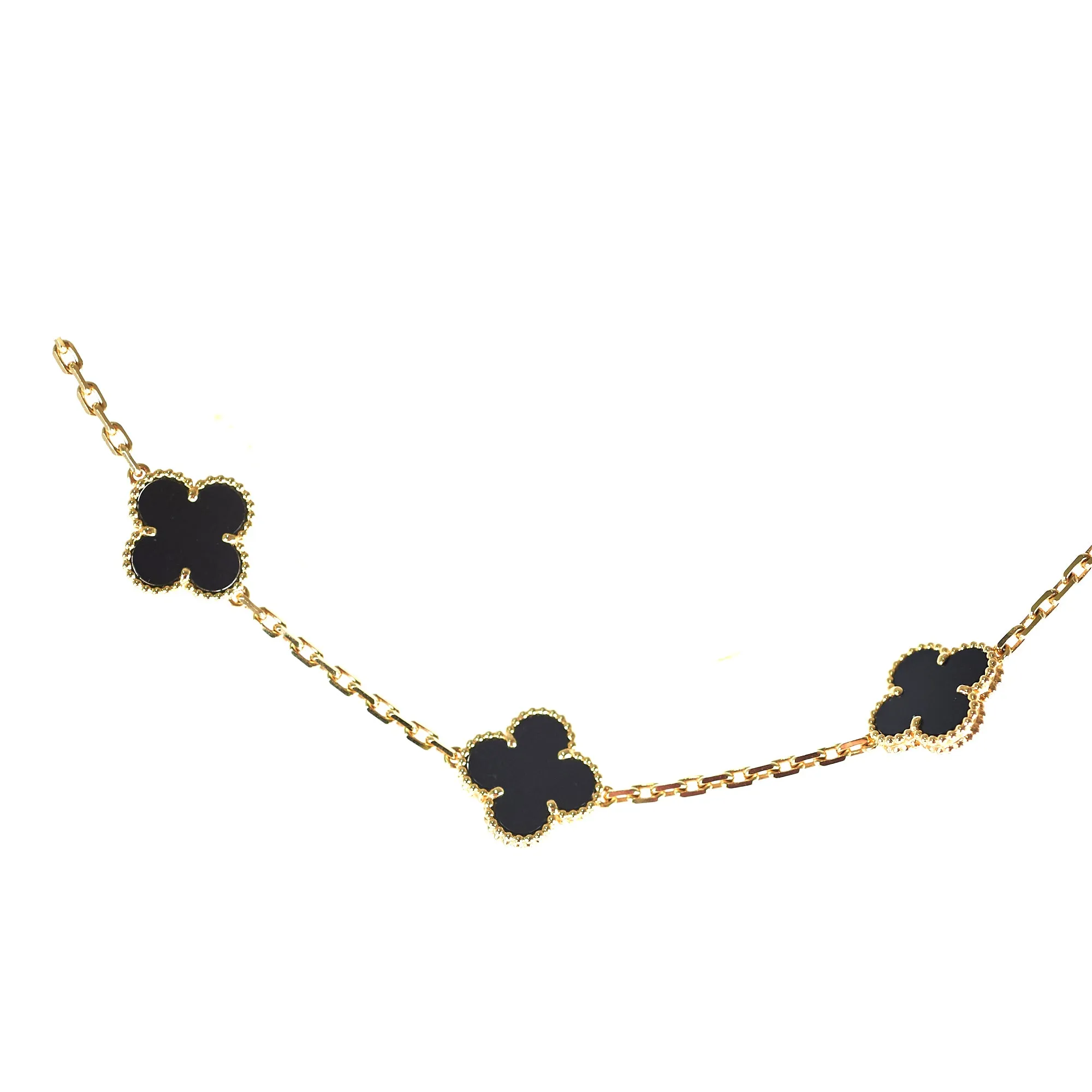 Van Cleef & Arpels Vintage Alhambra 10 Motif Onyx Necklace