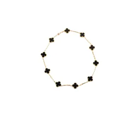 Van Cleef & Arpels Vintage Alhambra 10 Motif Onyx Necklace