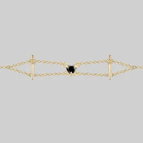 VINDICATE. Swords & Onyx Heart Choker - Gold