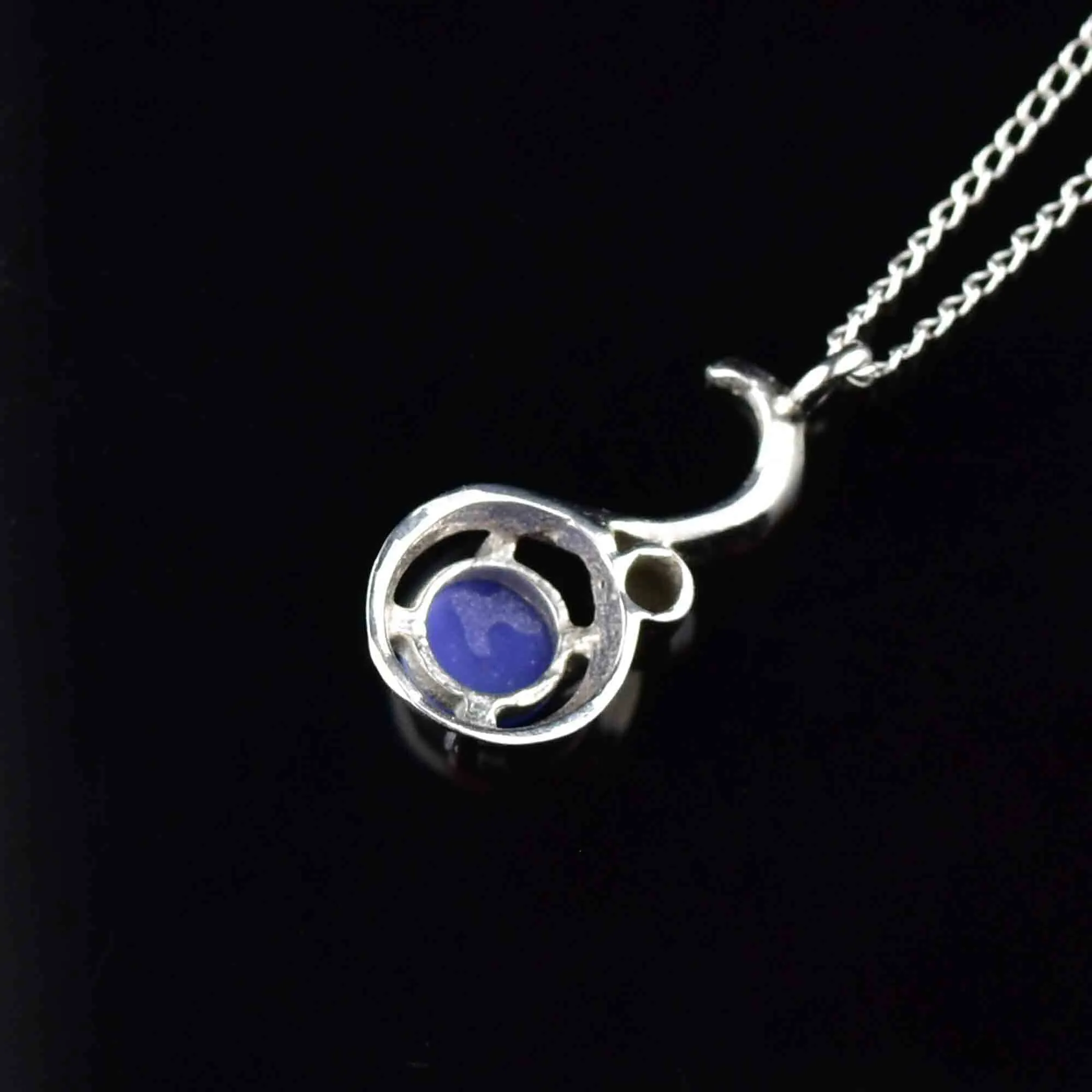 Vintage 10K White Gold Diamond Star Sapphire Pendant Necklace