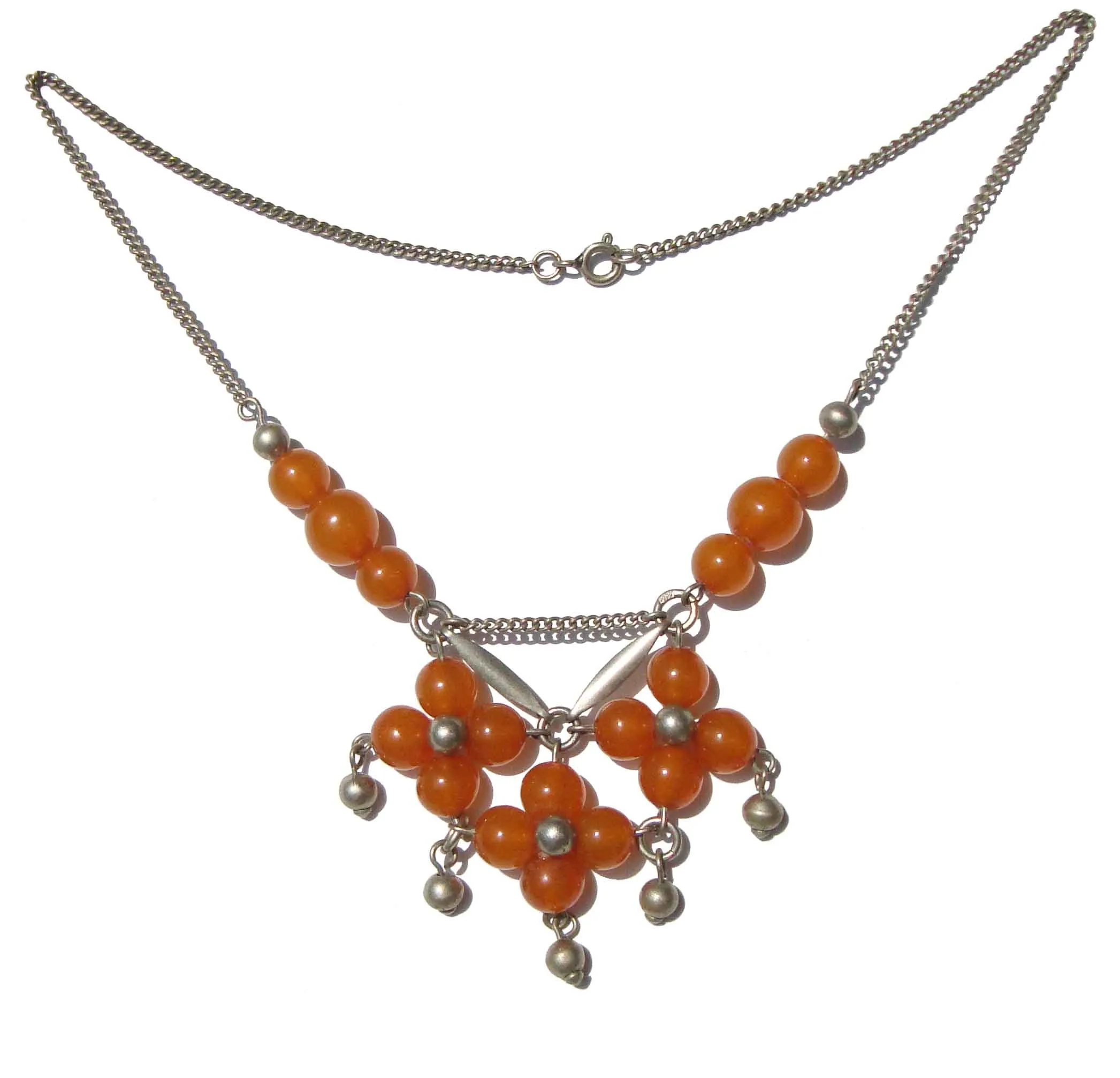 Vintage 70s Baltic Amber Beaded Fringe Necklace