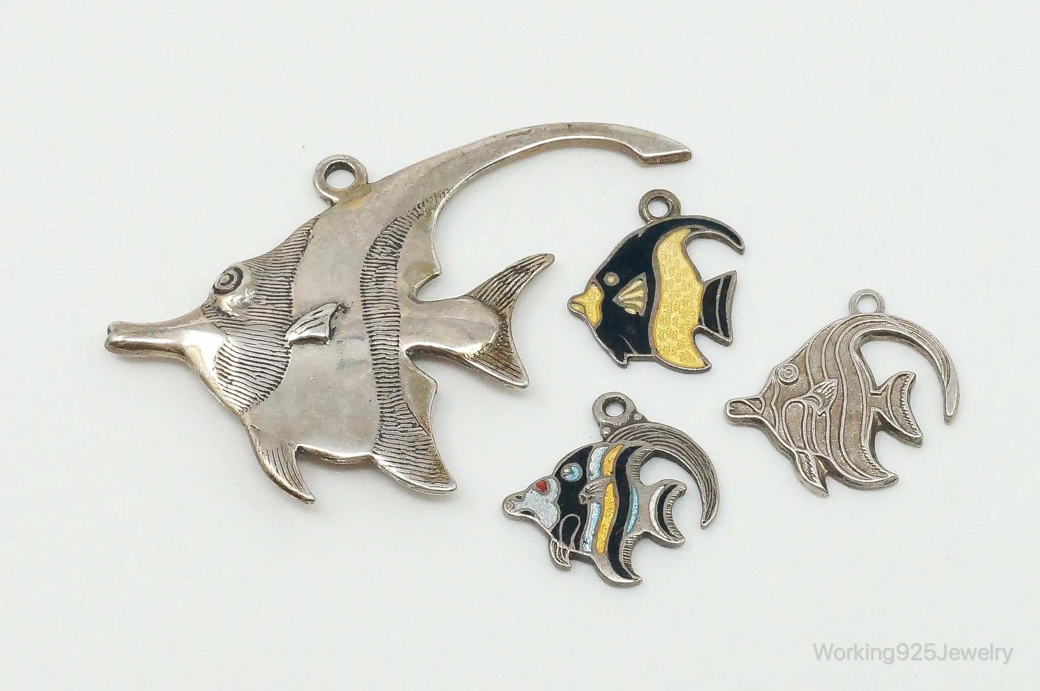 Vintage Antique Ocean Sea Life Moorish Idol Sterling Silver Charms Lot