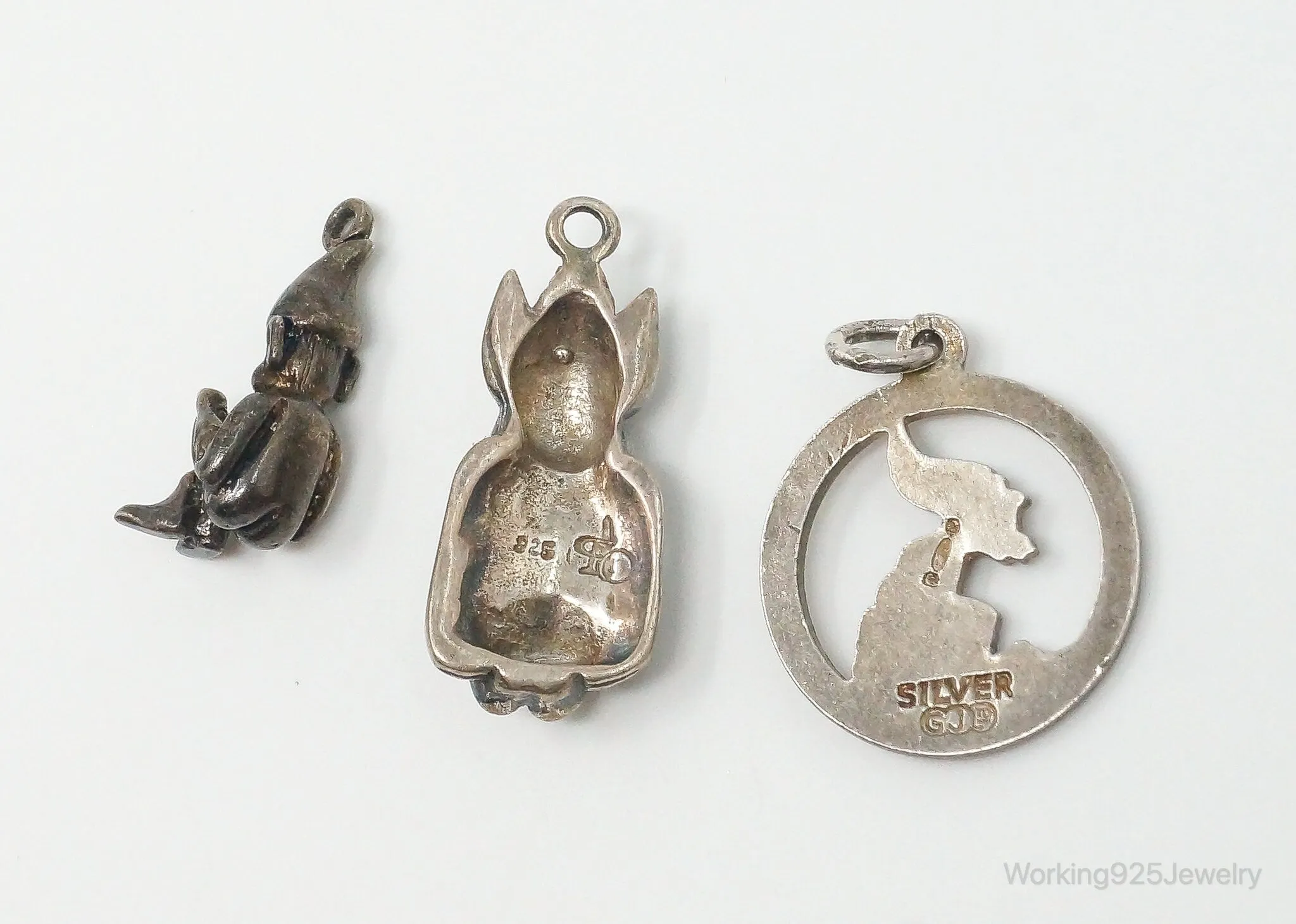 Vintage Gnomes Sterling Silver Charms Lot