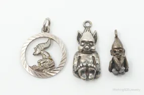 Vintage Gnomes Sterling Silver Charms Lot