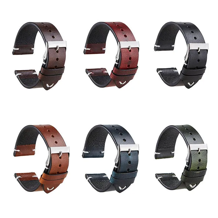 Vintage Oiled Leather Watch Straps Compatible with the Xiaomi Redmi Watch 3 Active, Lite & Youth