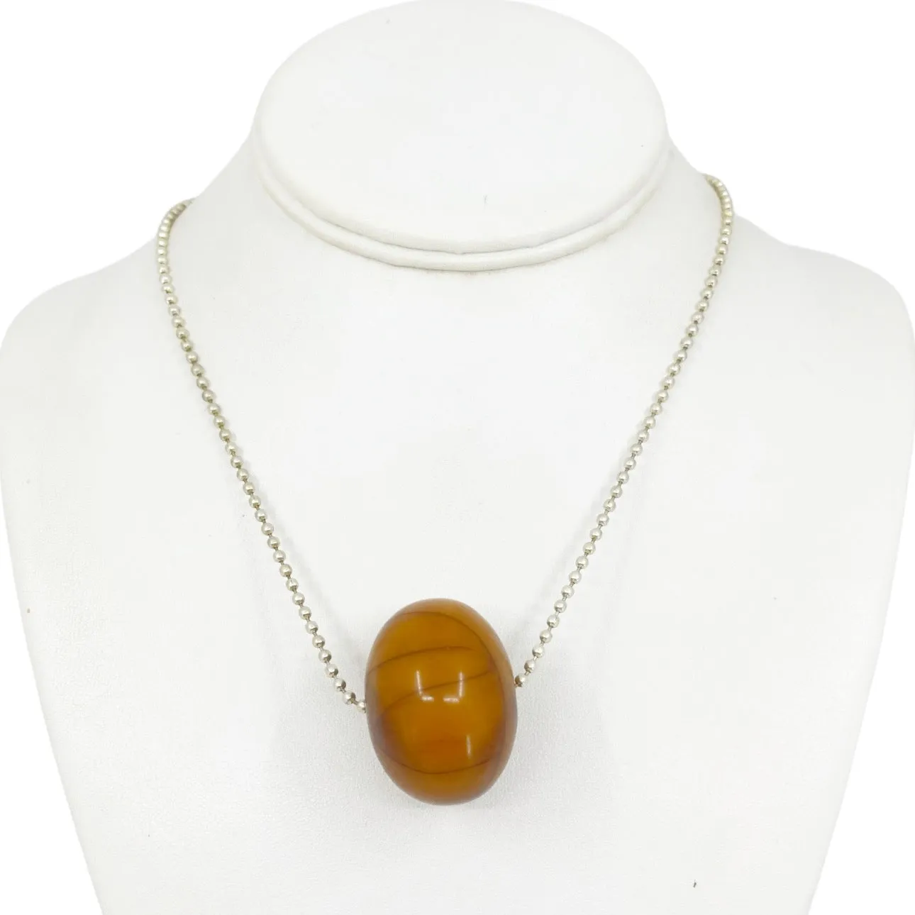 Vintage silver Plated copal amber bead necklace