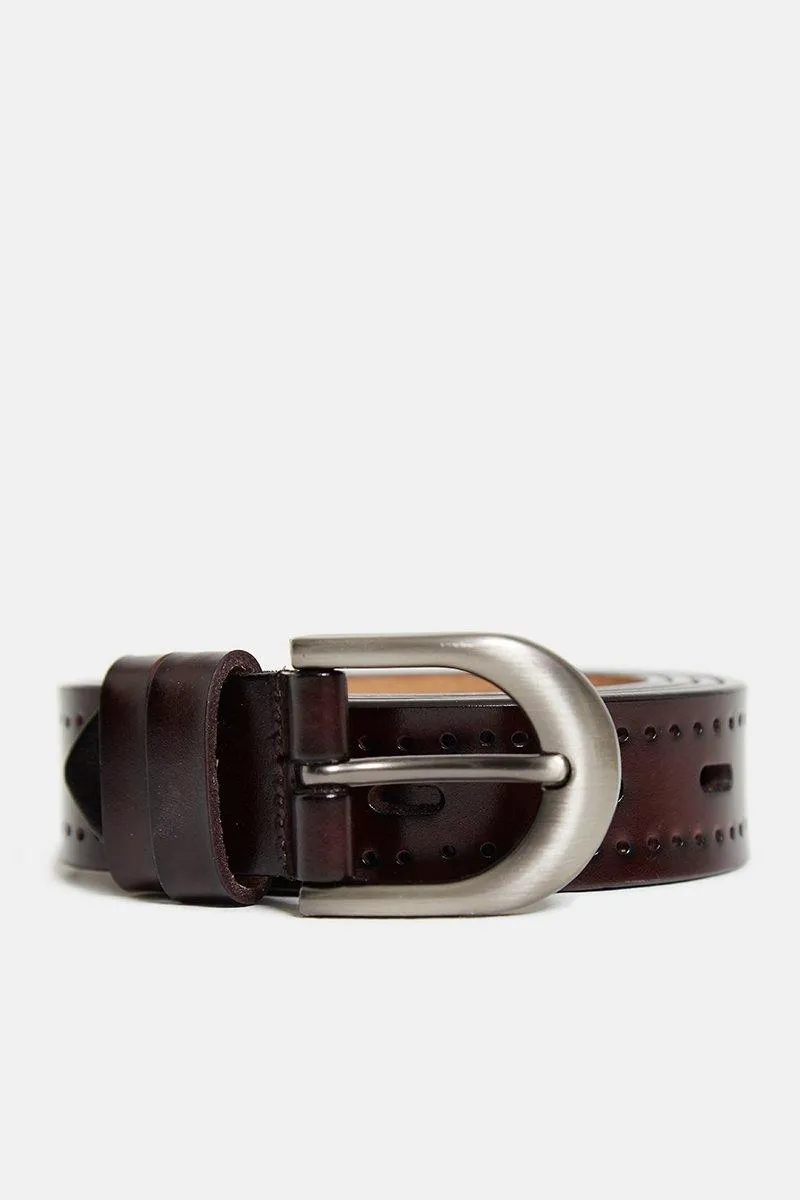 Vintage Style Belt in Burgundy