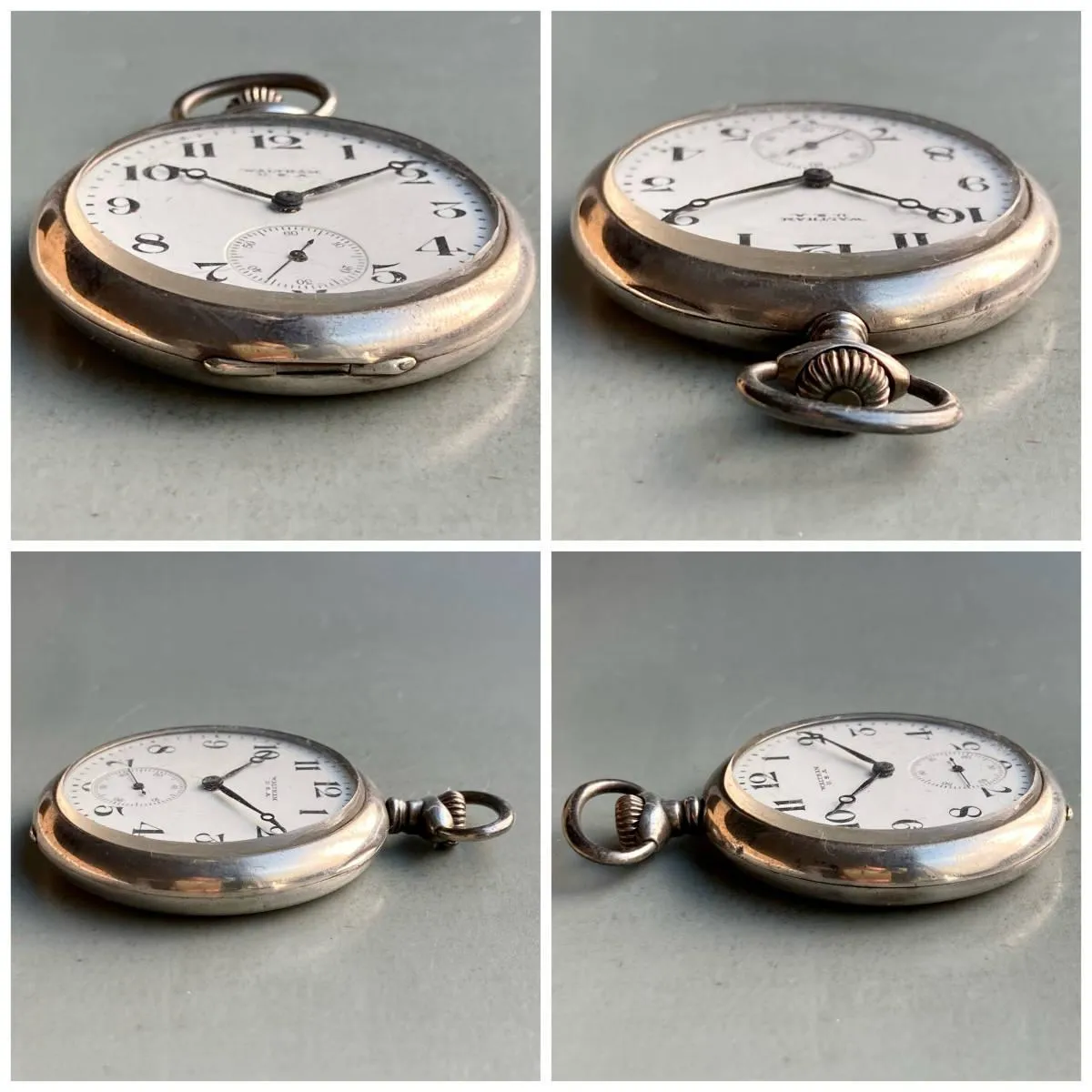 Waltham Pocket Watch Antique Manual Silver Open Face Case Diameter 45mm Vintage