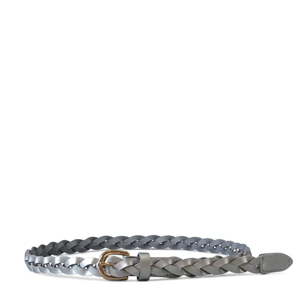 Waverly | Women's Silver Leather Plaited Belt