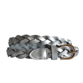 Waverly | Women's Silver Leather Plaited Belt