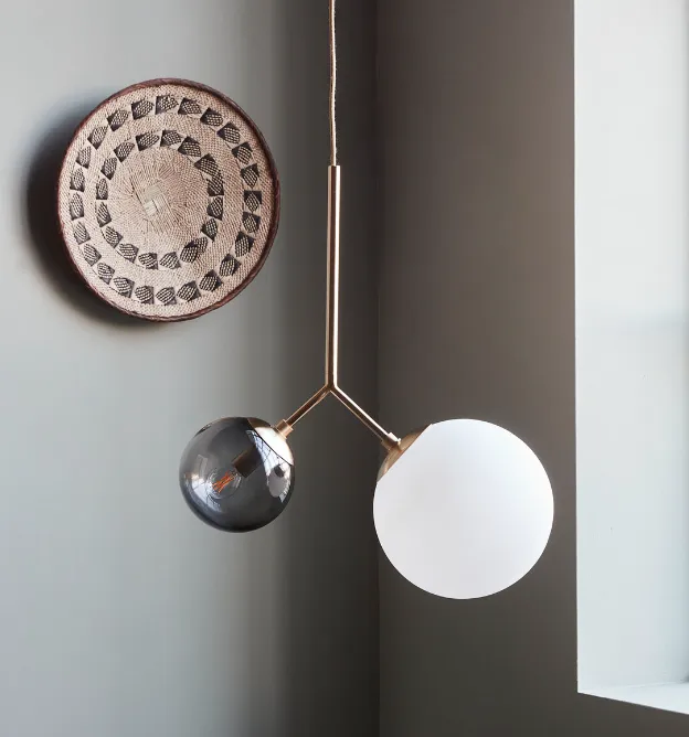 White & grey bubble pendant light