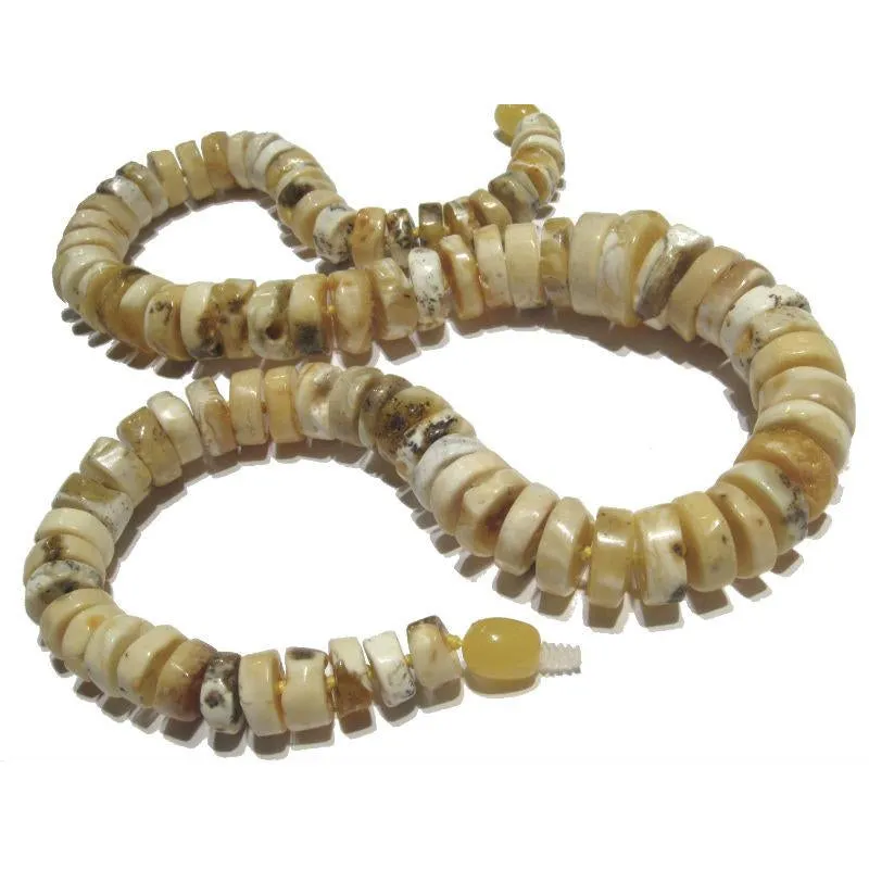 White "Butter" Wheel Amber Necklace/Strand