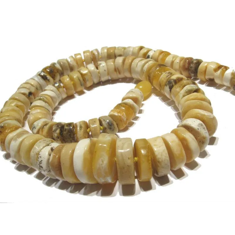 White "Butter" Wheel Amber Necklace/Strand